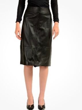 Boss Black Leather Skirt